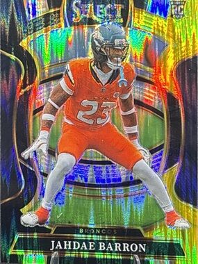 Panini Broncos Jahdae Barron Holo Wave Prizm Rookie Football Card